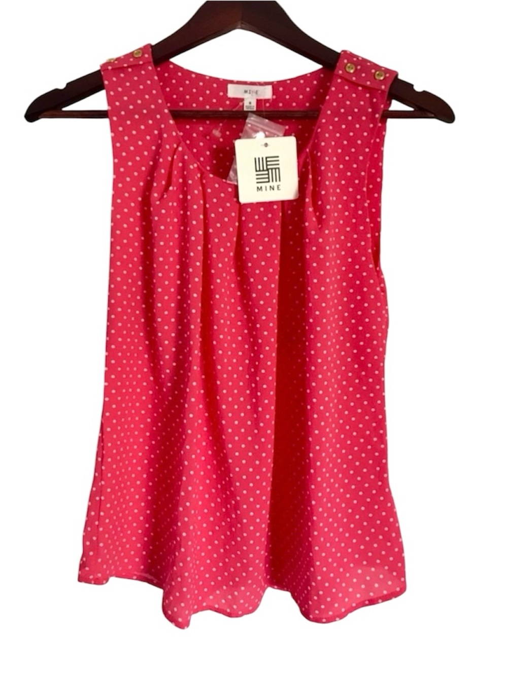 Mine polka dot pink tank NWT